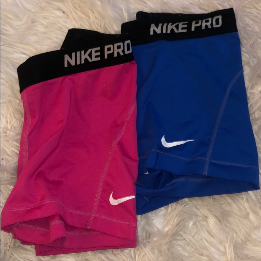 Pink and blue nike pro shorts WORKOUT